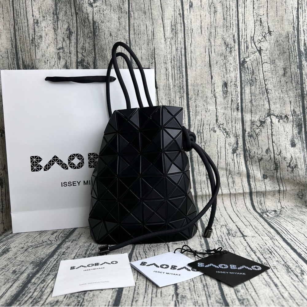 Issey Miyake Black Geometric Drawstring Shoulder Bag